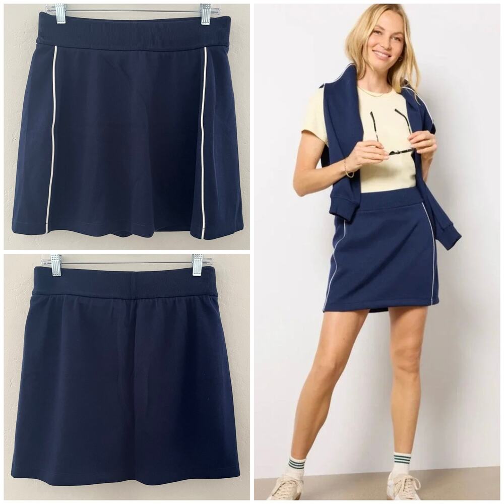 Spanx AirEssentials Pique Skort Large Navy Blue Athletic Pickleball 21414R NEW